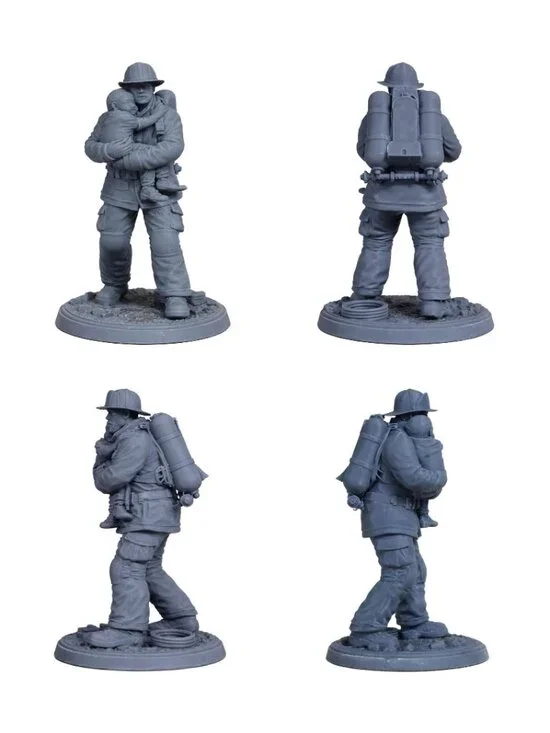 Winter Park Collectibles Heroes in Action Resin Fireman Carrying Baby Figure - Picture 2 of 8